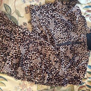 Active Golf Tennis Leopard Print Women's Skort + Top Set